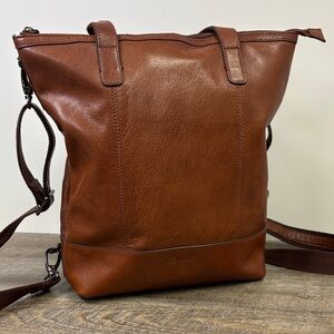 Genicci Unisex Convertible Leather Backpack/Sling/Tote /Crossbody